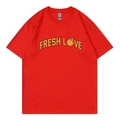 T-shirt Sturniolo Triplets Love Varsity rouge avec imprimé orange Fresh Love créatif - Rouge