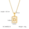 18K gold plated stainless steel necklace with square white shell letter D pendant - Letter D (HC-N40052-D)
