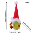 Christmas green plush gnome with red hat holding a bauble, 36cm tall holiday decor - Red Arm Style With Ball