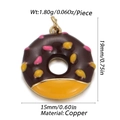 Chocolate donut pendant in copper with size specs 19x15mm for DIY jewelry making - Chocolate Color Donut (CX149-03)