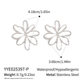 Detailansicht silberner hohlförmiger Blumenohrringe mit Maßen und Gewichtsinformationen - Silber (YYE025397-P)