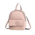 Pink mini backpack in pebbled leather finish with adjustable straps and front pocket - Lychee Texture / Pink