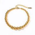 Bracelet en perles d'acier inoxydable doré avec fermoir mousqueton réglable et billes - Jdbw2305007