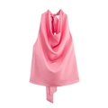 Rosa Satin-Neckholder-Top mit eleganten Falten und Schleifendetail am Rücken - S / Rosa