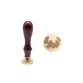 Vintage wax seal stamp with wooden handle and brass head featuring leaf plant pattern - Painted Handle + Brass Head Half Flower