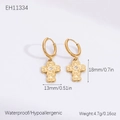 Goldene Edelstahl-Kreuzohrringe mit weißem Zirkon, wasserfest und hypoallergen für Damen - Goldene Kreuz Ohrhänger (EH11334)