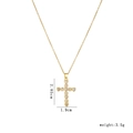 Gold stainless steel cross necklace with heart zircons measuring 2.85cm by 1.9cm - Gold Heart White Zircon Cross (1523)