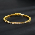 Classic tennis bracelet with 18K gold plating and round sparkling zircon stones - Width 3mm/Length 18cm / Gold