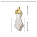 Detailed parameter diagram of white fist pendant with dimensions 30mm x 9mm in enamel - VH592-4-White Enamel Fist