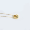 Golden necklace featuring a zircon-studded letter G pendant with bead chain - Style G
