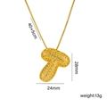 Gold-plated brass bubble letter T pendant necklace with sparkling cubic zirconia inlay - Letter T