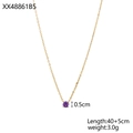 Detail of 40cm gold chain necklace featuring 0.5cm round purple gemstone in four-prong setting - June-Light Purple