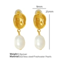 Pendientes barrocos en acero inoxidable chapado en oro con perlas de agua dulce - Pendientes de Perlas de Agua Dulce EH12