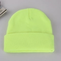 Close-up of the neon yellow ribbed knit texture on this warm winter beanie hat - Adult 56-60cm / Neon Yellow