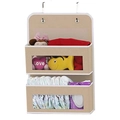Three-layer khaki hanging organizer with clear windows for baby diapers and toys - 2 Tiers / Beige