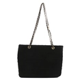 Borsa tote nera capiente in tessuto con tracolle a catena dorata e design minimalista - Nero