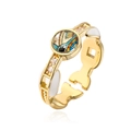 Nahaufnahme des 18K vergoldeten Augenrings mit Emaille und eingelegten Zirkonia - Einstellbar Offen / Mehrfarbig (13010)
