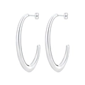 Minimalist large C-shape hoop earrings in polished silver stainless steel for women - Irregular No.2 Steel Color