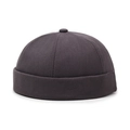 Berretto miki minimalista grigio antracite in tela di cotone con design senza tesa alla moda - Regolabile / Grigio