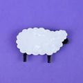Handmade acrylic sheep brooch with white textured wool and black limbs on purple background - Sheep Shape (XZ090)