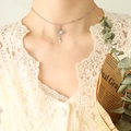 Collana d'argento con pendente a farfalla, nappe e perle indossata da una modella - Color Acciaio
