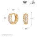 Detailed size specifications for gold S925 sterling silver hoop earrings with cubic zirconia - 6mm / Gold