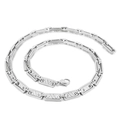 Polished silver stainless steel rectangular link chain necklace with lobster clasp - Style A Steel Color (KN228519-Z) / 45cm