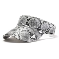 Python snakeskin pattern visor hat for women with wide brim and open top sun protection - One Size / White