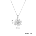 Titanium sunflower pendant necklace with rectangular zircon petals and detailed dimensions - White Zircon Steel Color