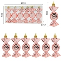 6er-Set rosa Süßigkeiten-Weihnachtsanhänger in Box mit weißem Glitzer-Dekor - Roségold
