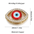 Detailed view of evil eye pendant with dimensions and weight in copper material - YSN034-06 (Mini Blue Tone Gold Eye)