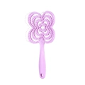 Pink clover-shaped vented hairbrush with ergonomic handle and soft bristles for styling - Four-leaf Clover / Clover Purple