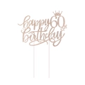 Glitzernder Tortenaufsatz in Roségold zum 60. Geburtstag mit Krone und Sternen - 60. Geburtstag (60) / Roségold