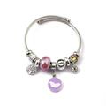 Detail of beaded charm bracelet with Tree of Life pendant and purple butterfly charm - Life Tree Butterfly (C1-018) / Purple