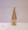 Beige velvet cone jewelry display tree with gold star top and round metal stand base - Light Coffee