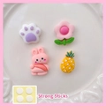 Cute 4-piece DIY resin charm set with cat paw, rabbit, flower and pineapple shapes - Pineapple Rabbit 4Pcs Set (With Adhesive)