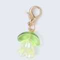 Charming lily of the valley flower keychain with green leaf and iridescent white petals - Yellow Double Leaf-Iridiscent Lily