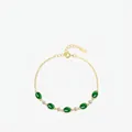 Elegant S925 sterling silver bracelet with emerald green stones and white zircons - Gold (925 Sterling Silver)
