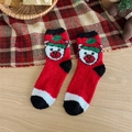 Plush coral fleece Christmas socks featuring a cute red bear pattern and warm material - Red Bear
