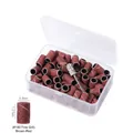 Detail van 100 bruine nagelschuurringen korrel 180 met opbergdoos en metalen opzetstuk - 100 Stuks 180# Fijne Korrel (SQ-03)