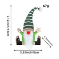 Gnome de Noël avec bonnet rayé vert tenant une étoile en bois, hauteur 13 cm - Vert