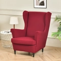 Elastic red wingback chair cover for single sofa protector in warm living room setting - Season Wine Red