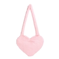 Chic pink heart-shaped faux fox fur handbag with plush handles for women's autumn fashion - Short Fur / Pink Short Fur