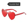 Fashionable heart-shaped rimless sunglasses in a vibrant red transparent finish - Red
