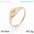 Anillo de sello con corazón y estrella en acero de titanio chapado en oro rosa 18K - US 7 / Oro rosa
