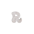 Silver-toned letter R pendant charm with cubic zirconia pave setting for jewelry making - Letter R Pendant