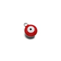 Red evil eye round charm pendant with enamel finish and metal loop for DIY jewelry - Steel Color/Red