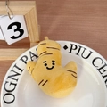 Cute plush ginger keychain accessory with a happy face on a decorative white plate - Ginger (No Buckle)