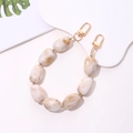 Detail of beige marble acrylic beaded chain with gold metal buckles for bags - Beige Marble Pattern Style (K567)