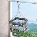 Square 12-clip aluminum alloy drying rack for socks and underwear, 18x18cm grey design - Square 12 Clips / Gunmetal